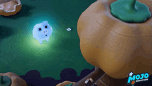 a picture of a pig and a pumpkin with the word mojo on it