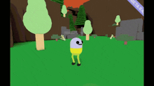 a cartoon character is standing in a field with trees and a sign that says beta on the bottom