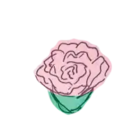 a drawing of a pink flower with a green stem .
