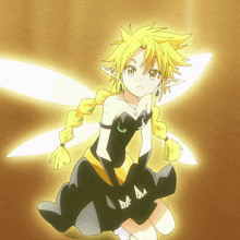 a drawing of a fairy with yellow hair