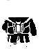 a black and white pixel art drawing of a building with a roof .