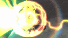 a cartoon character is surrounded by a yellow lightning bolt