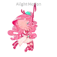a drawing of a girl with pink hair and the words " alight motion " below it