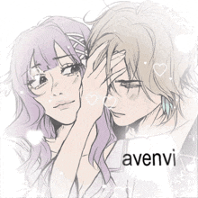a drawing of a boy and a girl with the word avenvi written below them