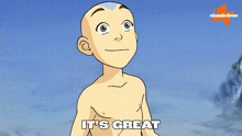 a cartoon character with the words it 's great on the bottom right