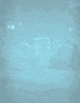 a bunch of blue bags and a trash can in a blue room