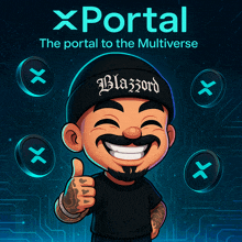 a cartoon of a man wearing a beanie that says blazzard on it