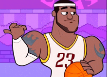 a cartoon basketball player with the number 23 on his shirt