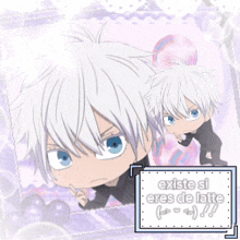 a picture of a boy with white hair and blue eyes