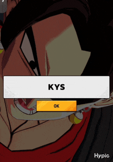 a screenshot of a video game with a button that says kys