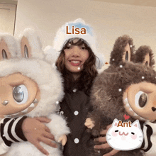 a woman with the name lisa on her hat