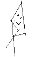 a black and white drawing of a triangle with a cross on it
