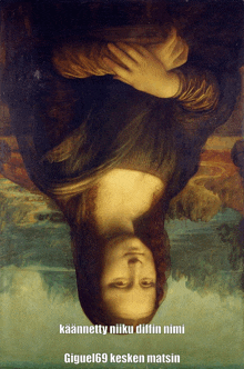 a painting of a woman is upside down and says kaannetty niiku diffin nimi on the bottom