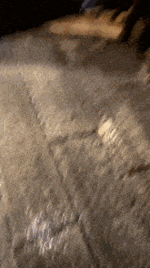 a blurred image of a person walking on a concrete sidewalk