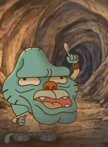 a cartoon character holding a spoon in his hand