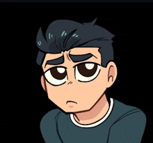a cartoon drawing of a boy with big eyes