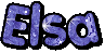 the word elsa is written in purple and black letters on a white background .