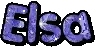 the word elsa is written in purple and black letters on a white background .