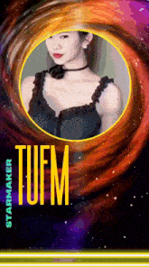 a picture of a woman in a circle with the word tufm on it