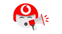 a cartoon character wearing a red helmet with the letter o on it holds a megaphone