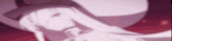 a close up of a person wearing a hat and a purple background .