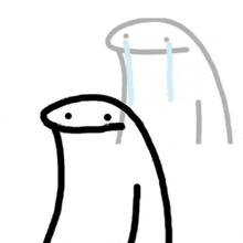 a black and white drawing of a penguin with tears coming out of its eyes .