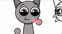 a cartoon cat is holding a pink candy bar with the word pink on it