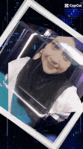 a picture of a woman in a cube with the word capcut on the bottom