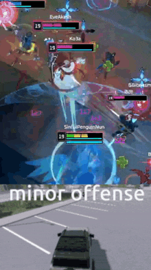 a screenshot of a video game with the words minor offense on the bottom