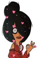 a cartoon girl wearing headphones is giving an ok sign