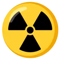 a yellow circle with a black nuclear symbol inside of it