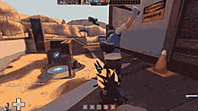 a video game screen shows a man holding a hammer in front of a sign that says " unsafe "