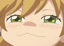 a close up of a girl with green eyes
