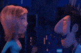 a man and a woman looking at each other in a cartoon
