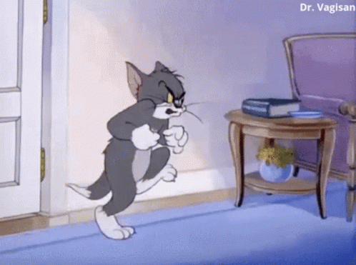 tom from tom and jerry scared
