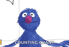 a cartoon of a blue monster with the words counting chant on the bottom