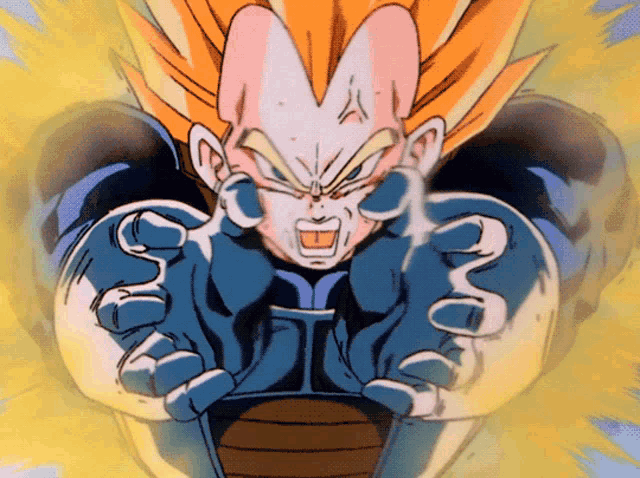 USSJ Vegeta VS Cell Final Flash (REMASTERED) animated gif