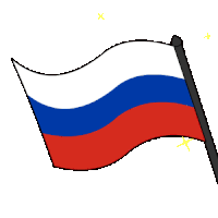 a penguin is holding a russian flag in its paws