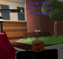 a cartoon of a chicago major crimes division field chief with a smiley face on his head