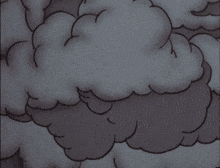 a cartoon character is surrounded by smoke and a fire