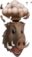 a cartoon of a boar with a bomb coming out of it 's head