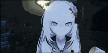 a girl with white hair and a flower in her hair