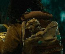 a person is carrying a cat in a backpack and the word kepler is on the bottom right