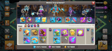 a screenshot of clash of clans showing a hero equipment