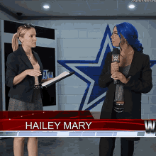 Sasha Banks Hailey Mary GIF - Sasha Banks Hailey Mary Reporter GIFs