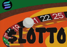 a drawing of a roulette wheel with the word lotto on the bottom