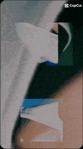 a phone screen shows a collage of images and says capcut on the bottom
