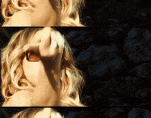 a woman with blonde hair is wearing sunglasses