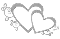 a couple of hearts with swirls around them