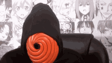 a person wearing a hoodie with a mask on their face